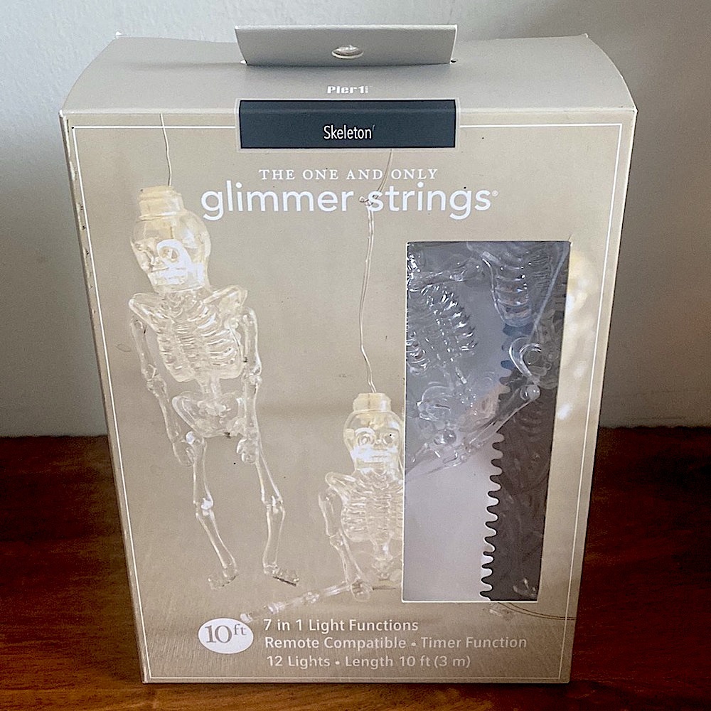 New Pier 1 Skeleton Halloween Glimmer String Lights 10ft 7 Function Timer